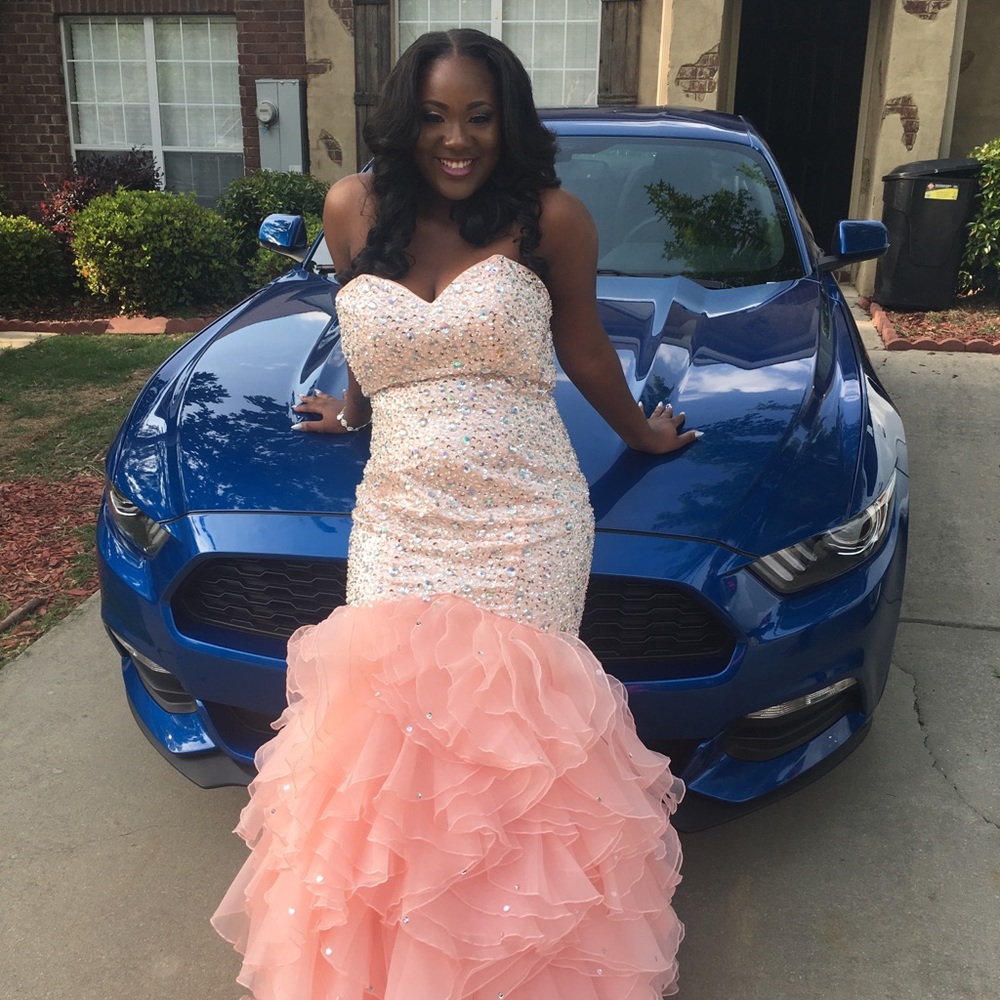 Pink Rhinestone Prom Dress - Picture 2 of 8